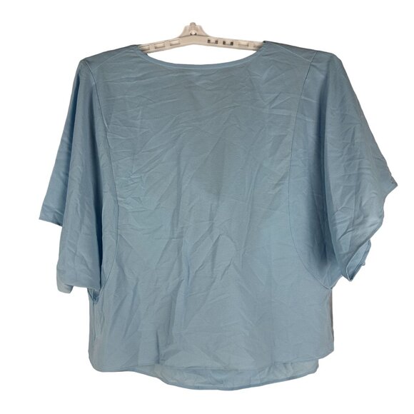 Womens Cowl Neck Blue Blouse Size Medium 96% Polyester & 4% Spandex - Picture 2 of 4